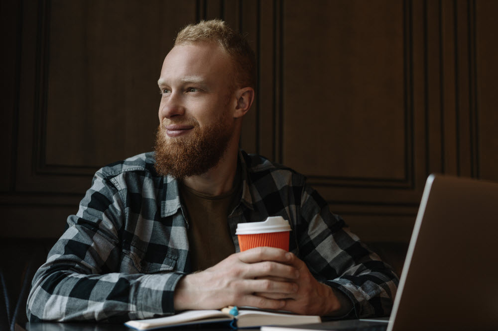 Freelancer Remote Work with Coffee LF