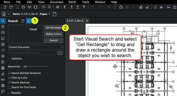 Start-visual-search-construction-plan-Blulebeam-Revu-TAVCO