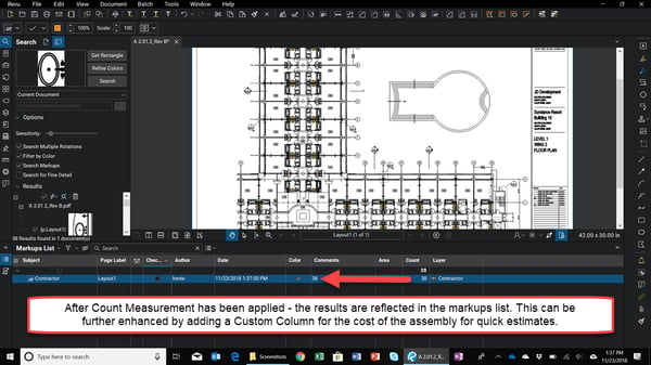 Visual-search-count-applied-markups-list-Bluebeam-Revu-TAVCO