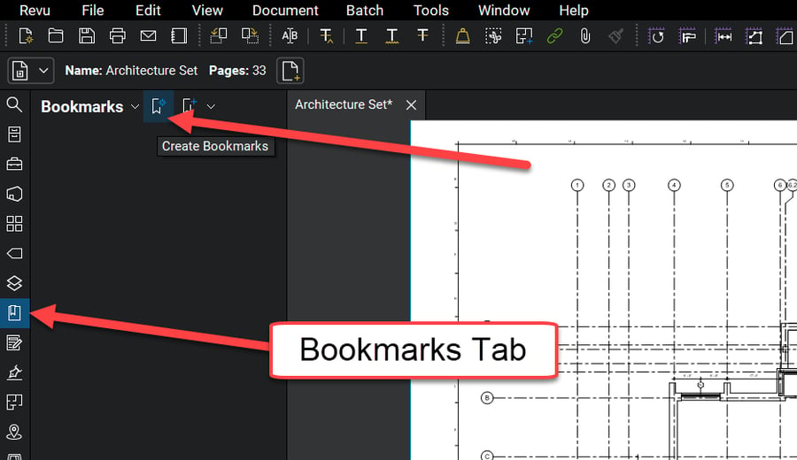 Bookmarks Tab - Create Bookmarks - Bluebeam Revu - TAVCO