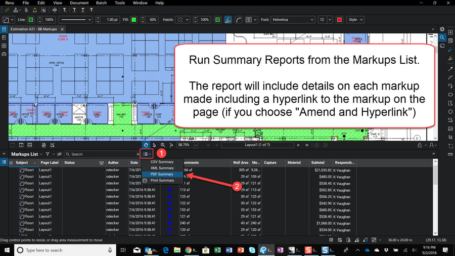 Bluebeam Markups List - Amend and Hyperlink