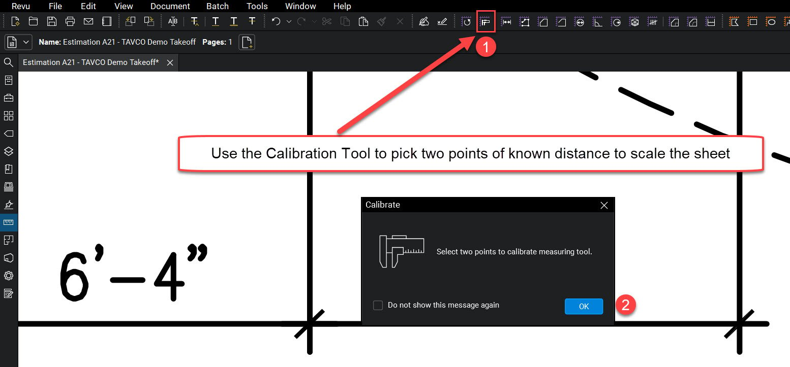 Use the calibration tool - Bluebeam - TAVCO