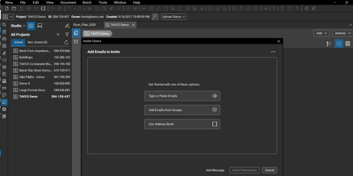 Easier Ways to invite Studio Collaborators in Revu - TAVCO