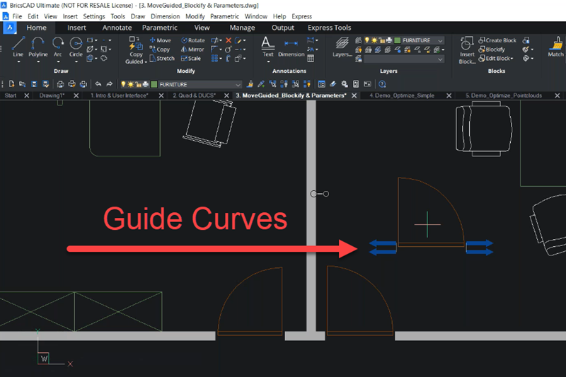 BricsCAD Copy Guided Guide Curves - TAVCO