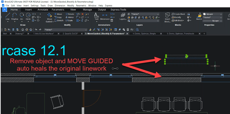 BricsCAD Move Guided Auto Heal Linework - TAVCO