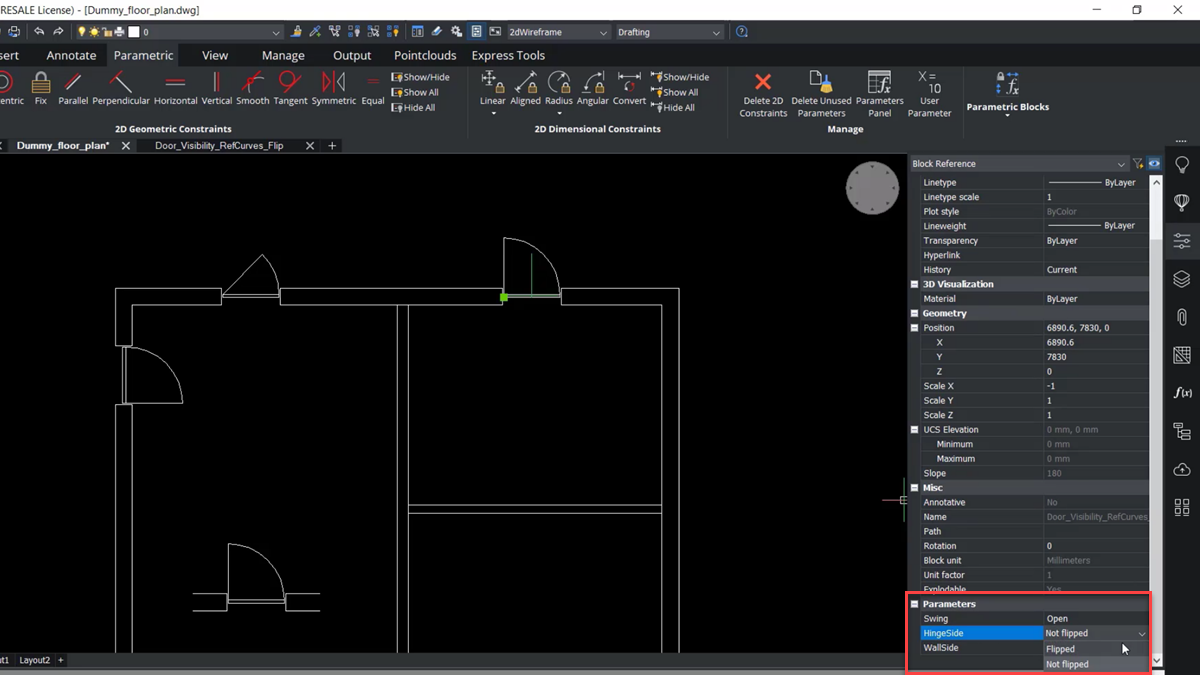 BricsCAD - Change block properties - flip to not flip - TAVCO