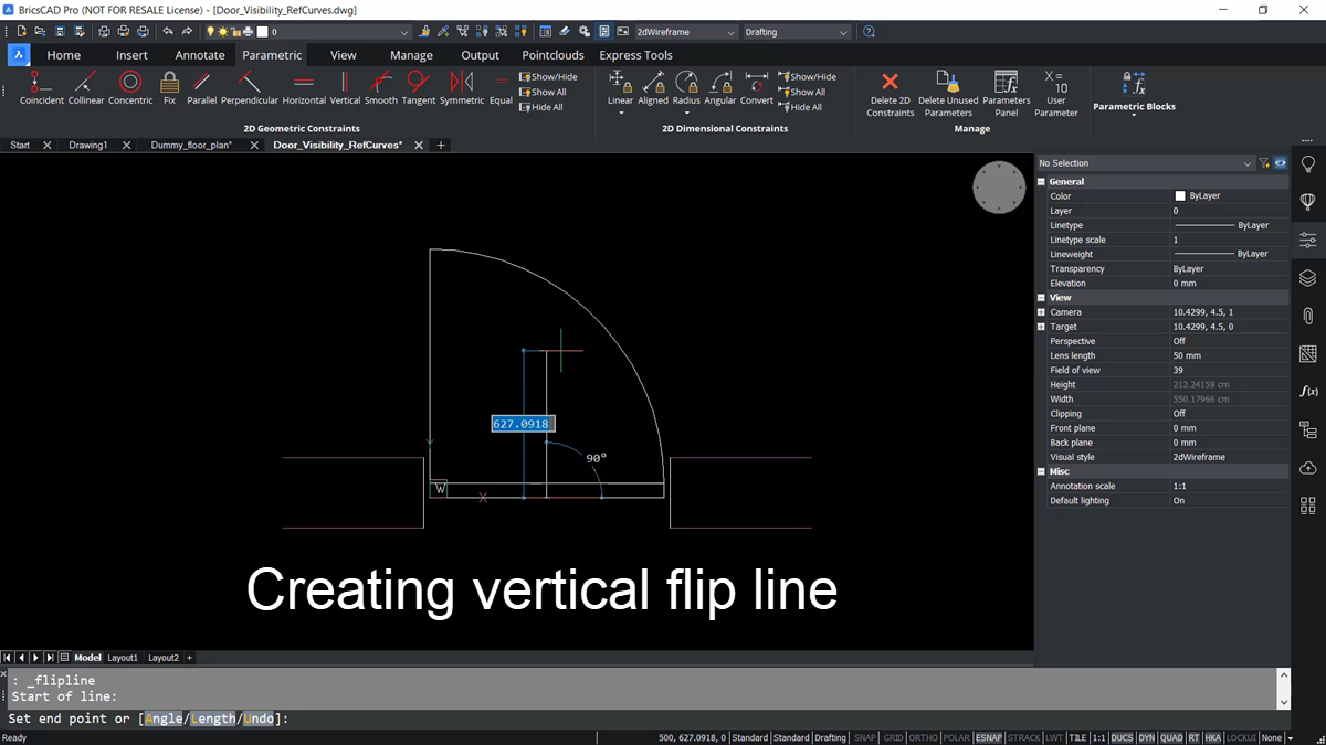 BricsCAD - Create Vertical Flip Line - TAVCO