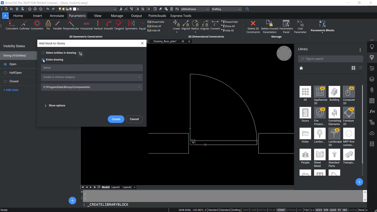 BricsCAD - Creating Block Catetory - Select Entire Drawing - TAVCO