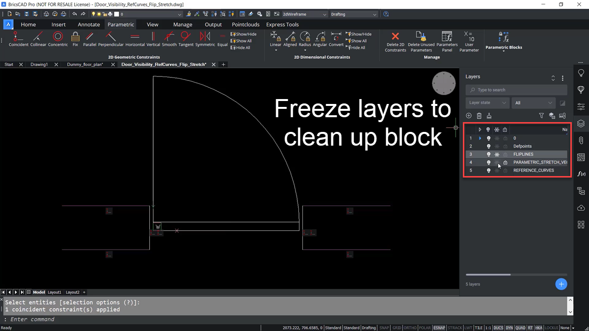 BricsCAD - Freezing Layers in Parametric Blocks - TAVCO