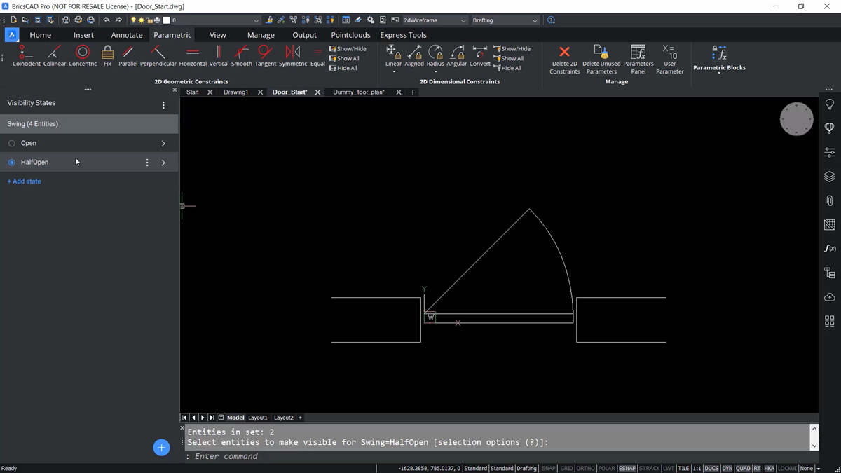 BricsCAD - Half open door block - TAVCO