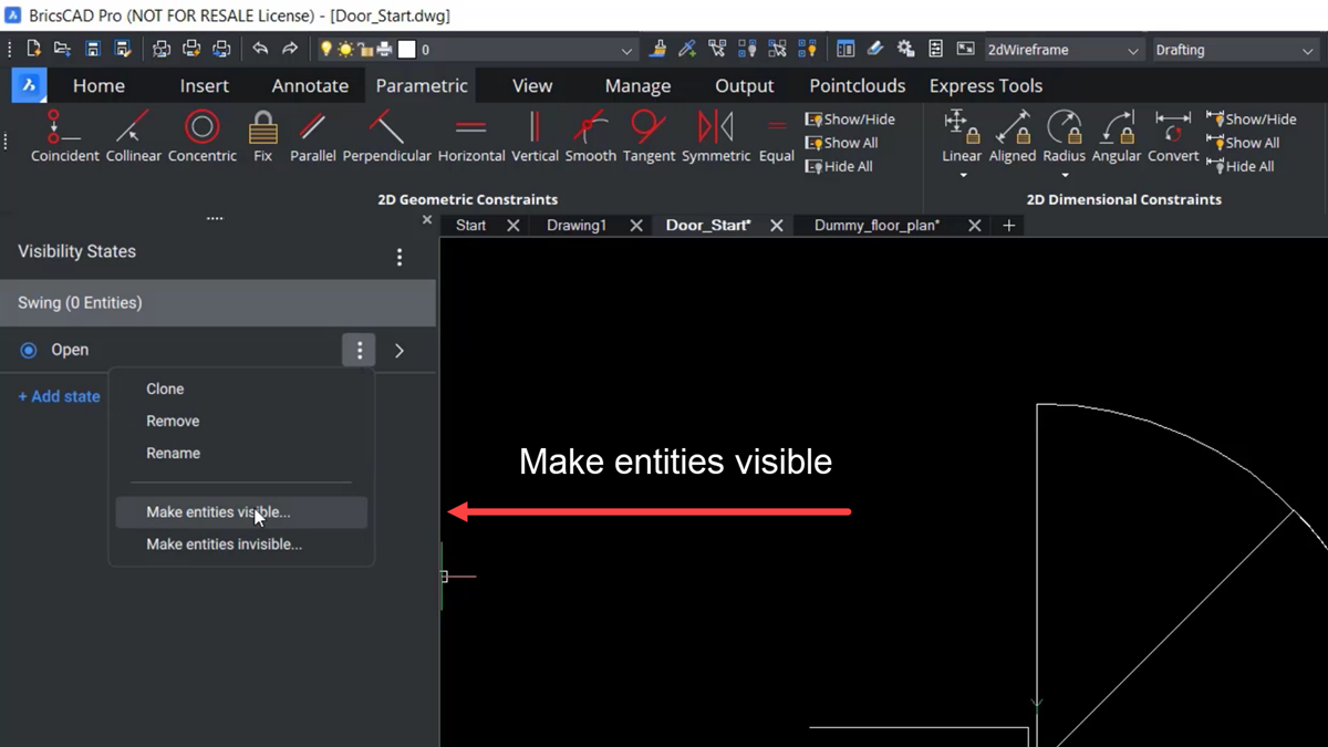 BricsCAD - Make Entities Visible - TAVCO