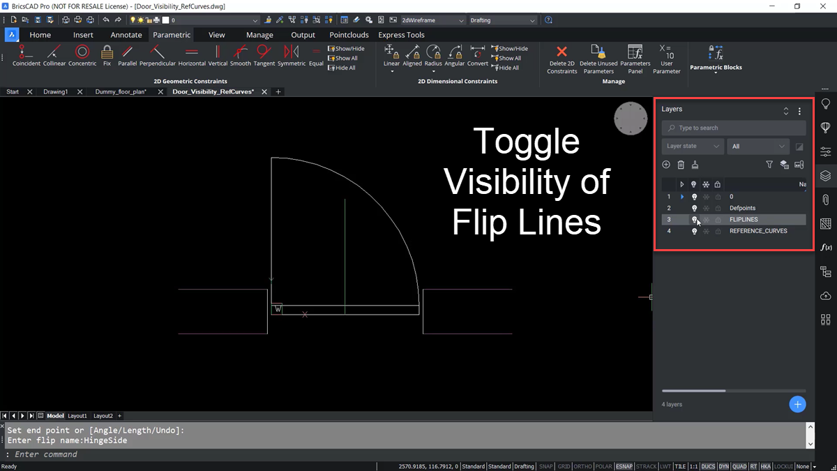 BricsCAD - Toggle Flip Line Visibility - TAVCO