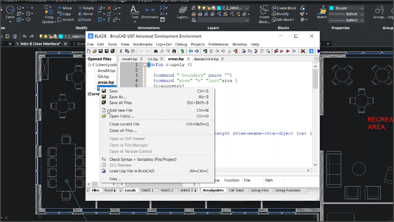 BricsCAD BLADE LISP Editor - TAVCO