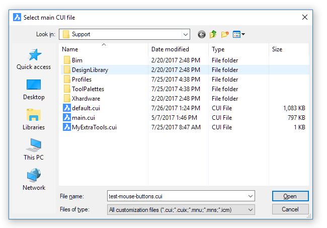 Load CUI customization file to BricsCAD