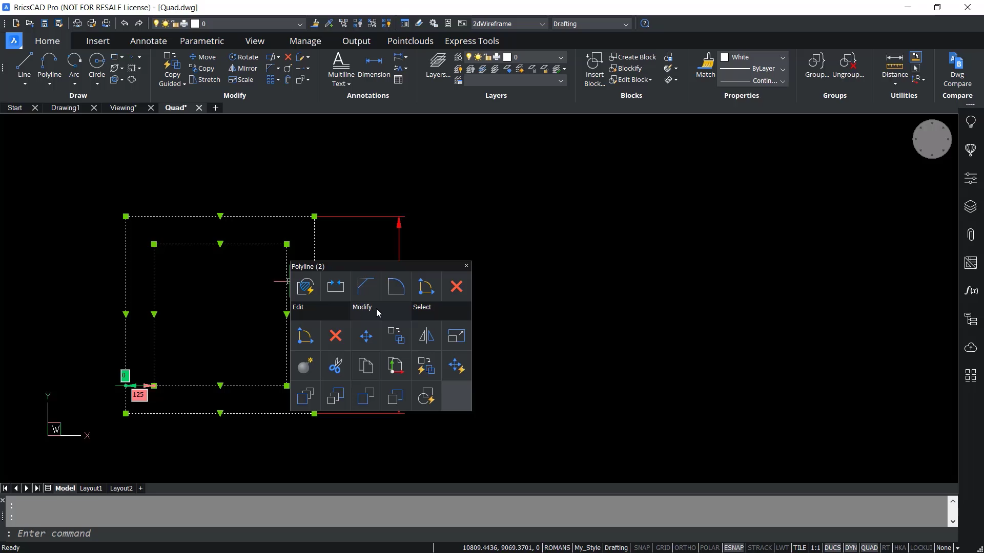 BricsCAD QUAD Cursor - Appears Hoevering Over Entity