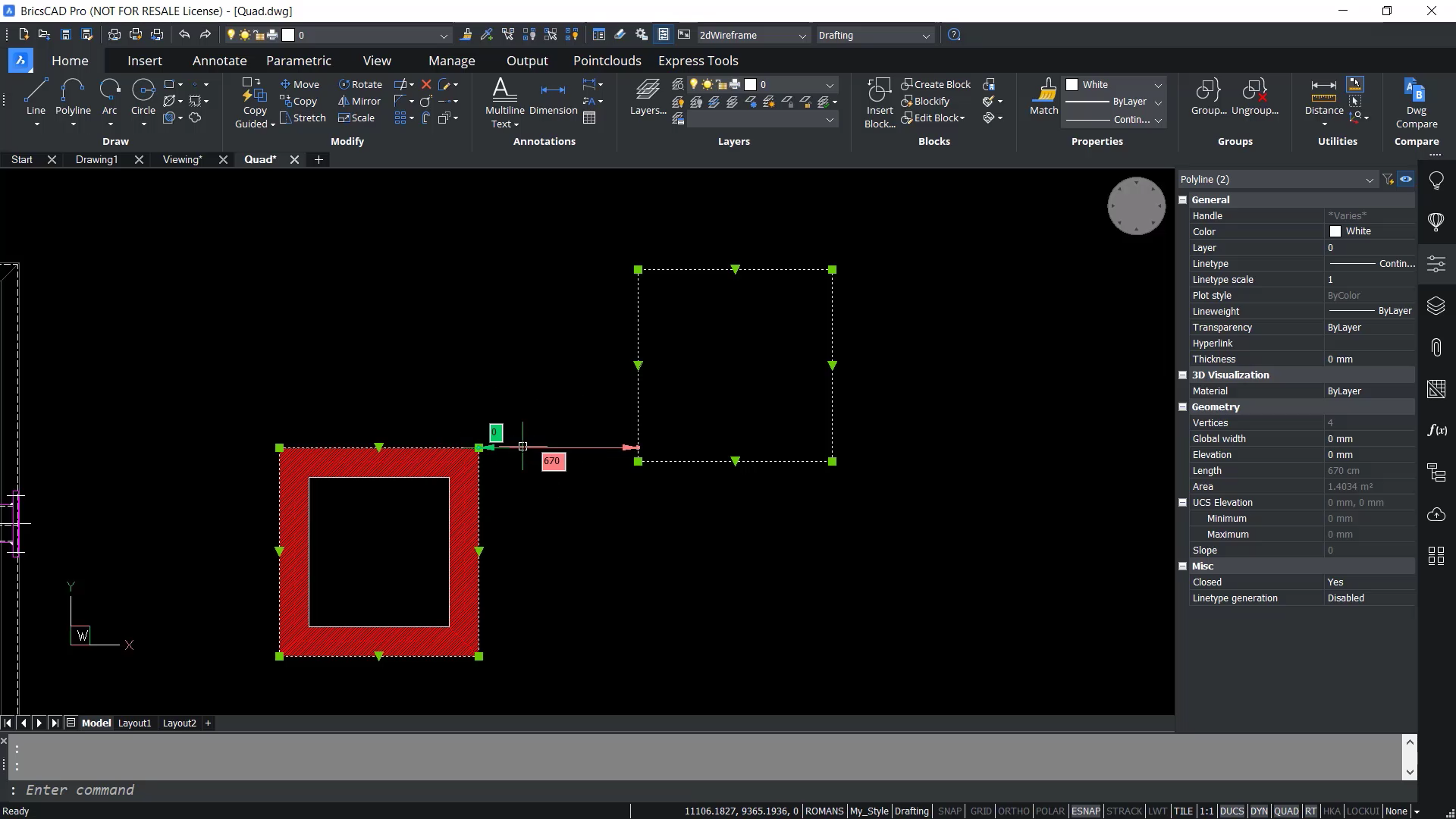 BricsCAD QUAD Cursor - Neatest Distance