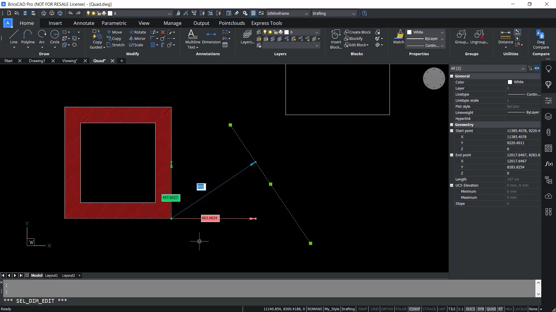 BricsCAD QUAD Cursor - Selecting Sub Entitites