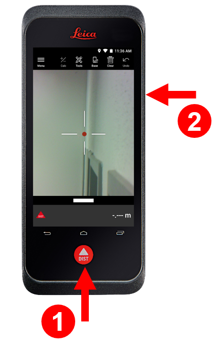 Buttons to measure distance - Leica BLK3D