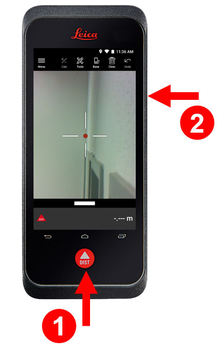 Buttons to measure distance - Leica BLK3D