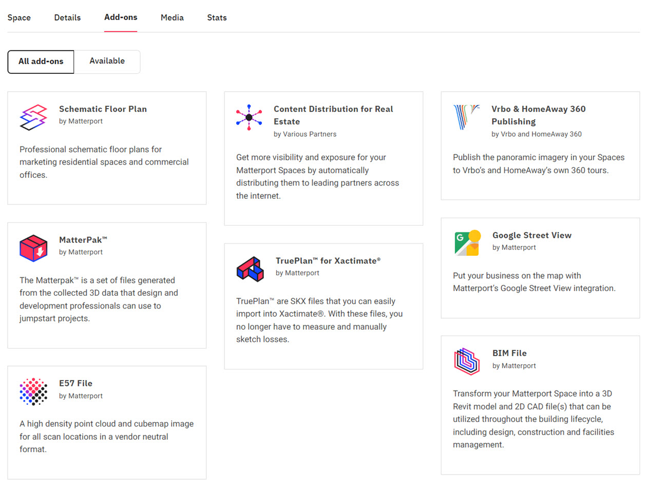 Matterport Addons for Spaces