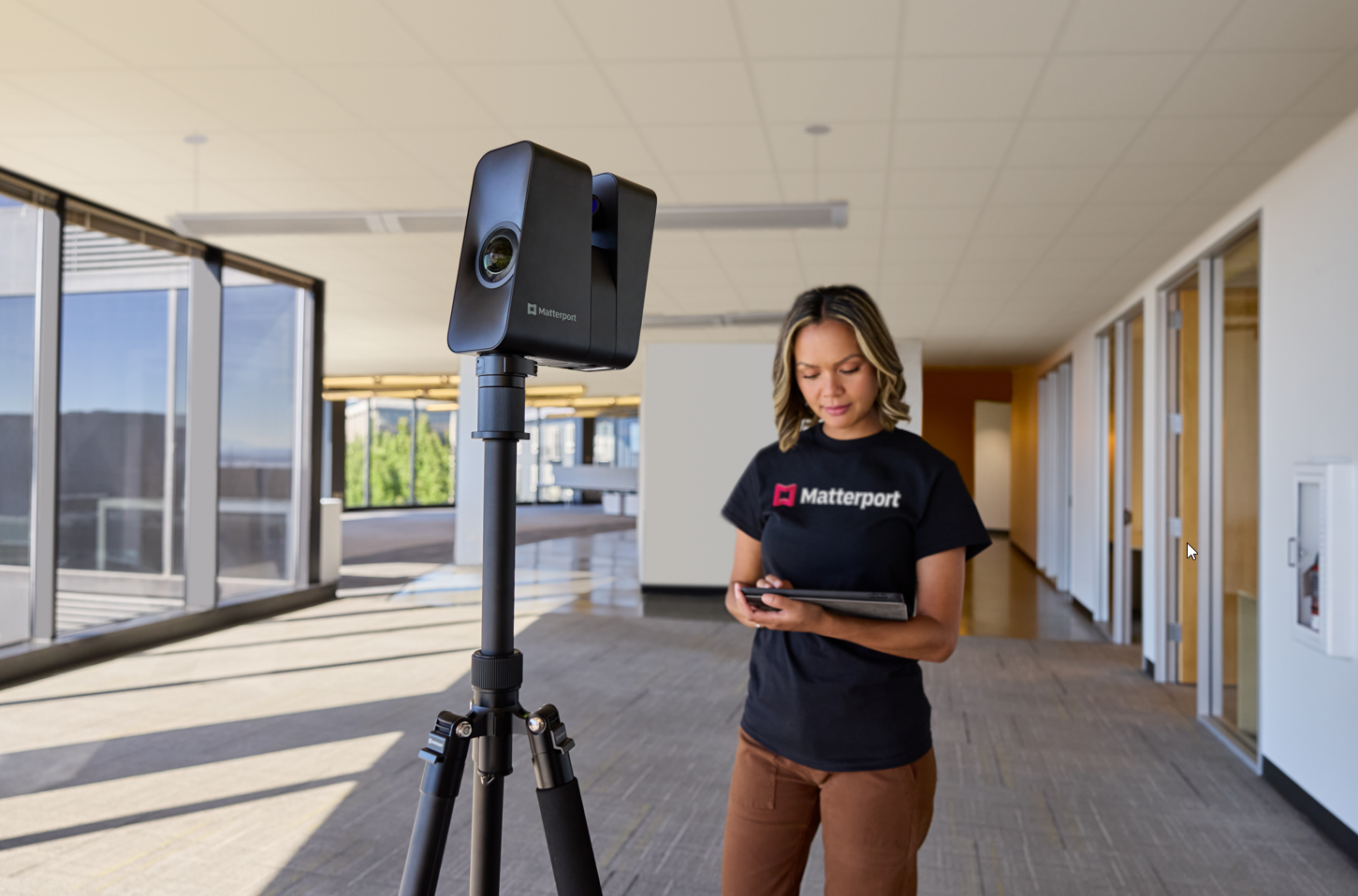 Matterport Capture Tech - Girl Scaning Outside