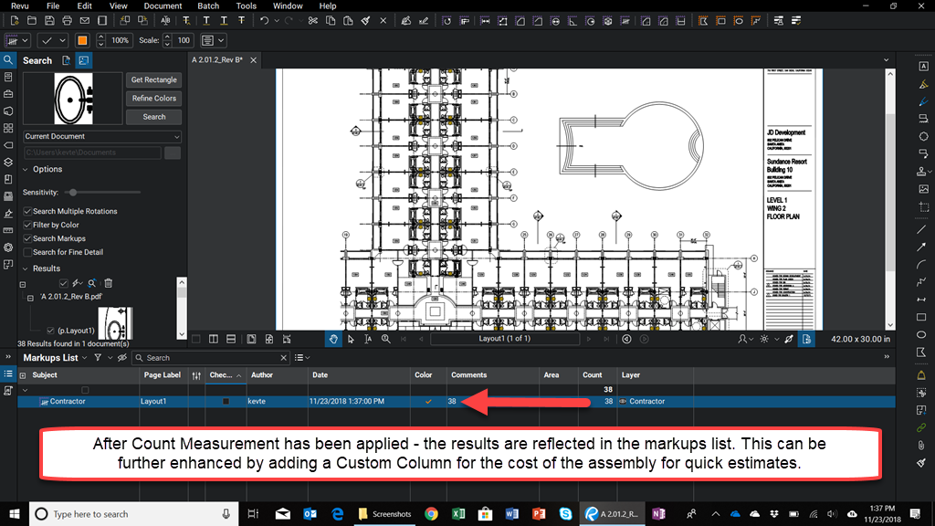 Visual-search-count-applied-markups-list-Bluebeam-Revu-TAVCO